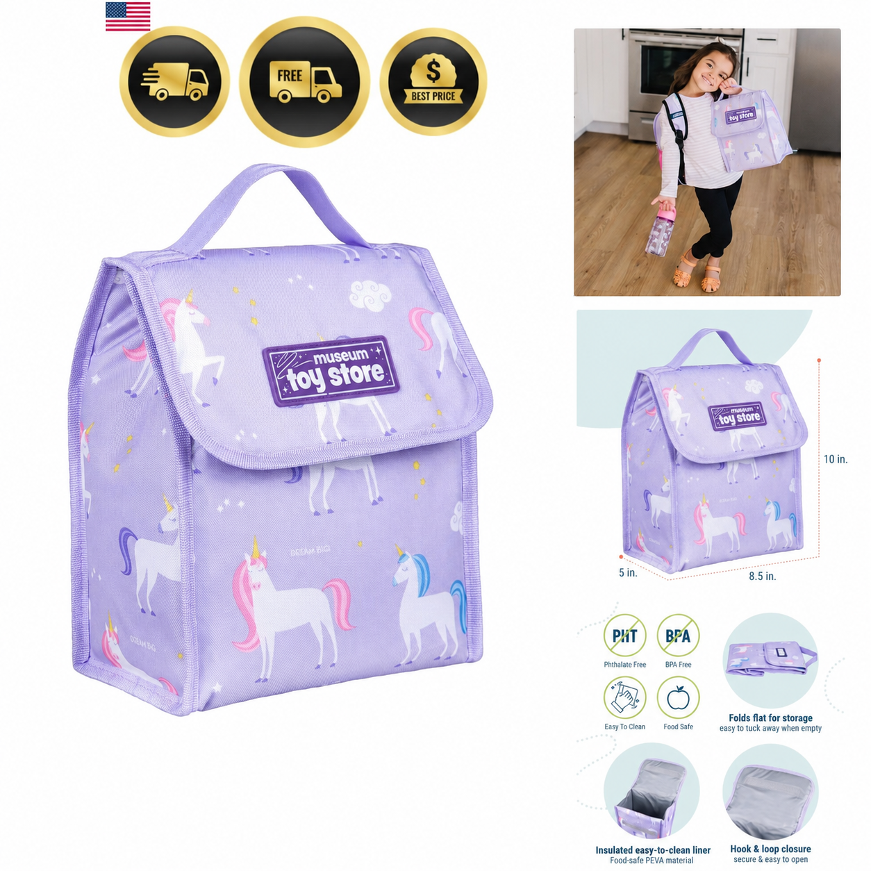 Kids’ Insulated Lunch Bag – Hot & Cold, Easy-Clean, BPA-Free