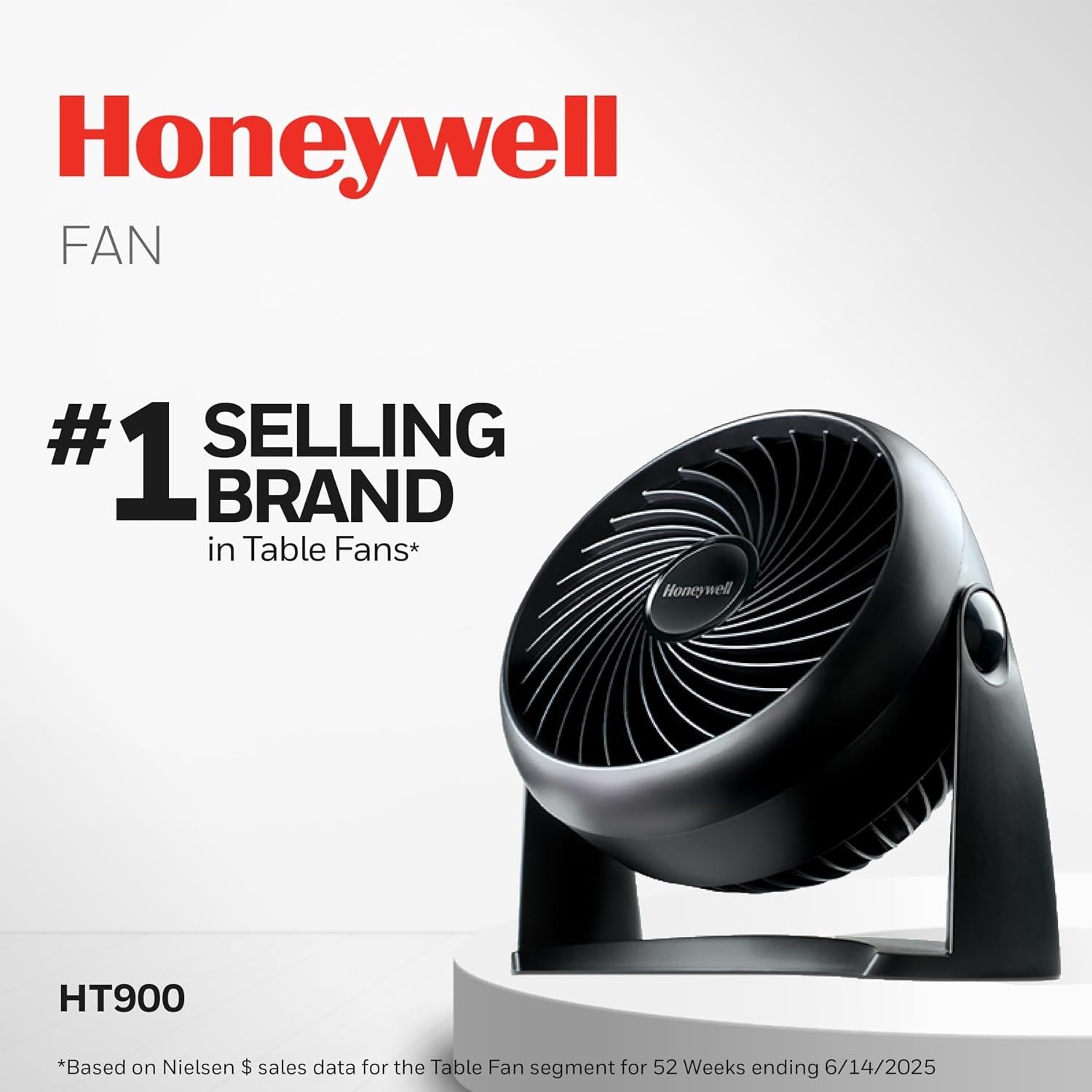 Honeywell TurboForce Air Circulator 10.91" 3 Speed Floor Fan, Black (HT-900)