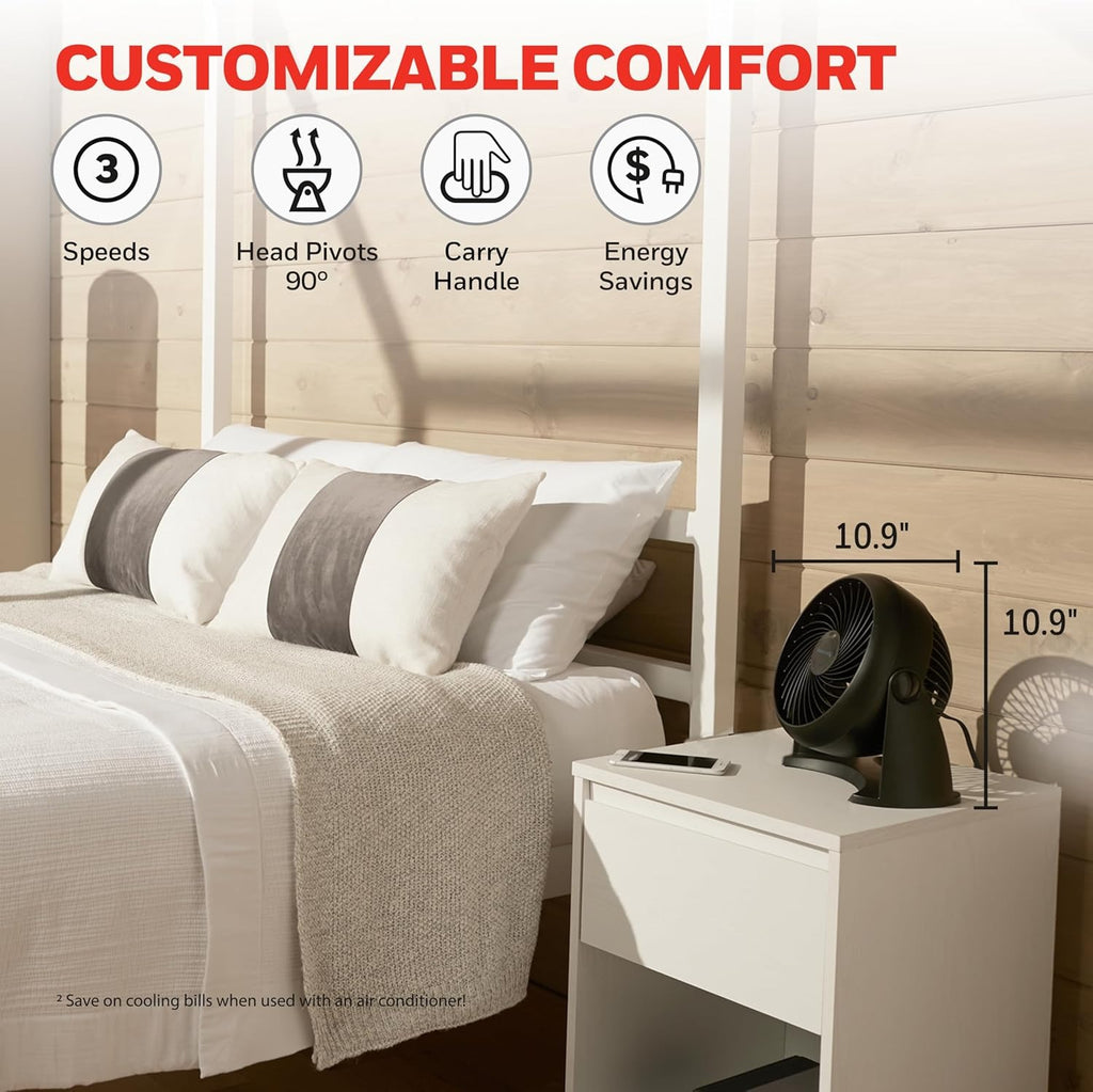 Honeywell TurboForce Air Circulator 10.91" 3 Speed Floor Fan, Black (HT-900)