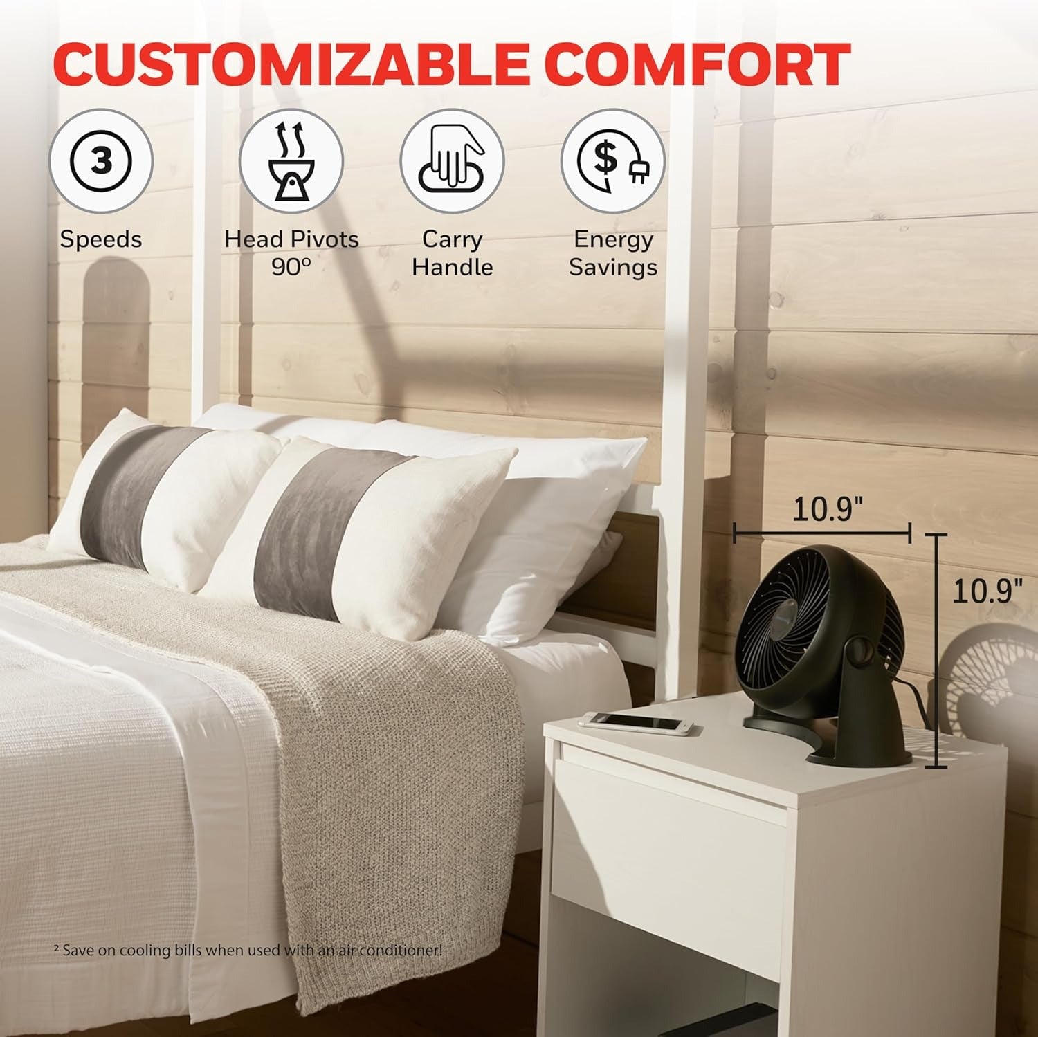 Honeywell TurboForce Air Circulator 10.91" 3 Speed Floor Fan, Black (HT-900)