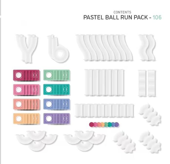 Pastel Ball Run Pack – 106-Piece Magnetic Building Set
